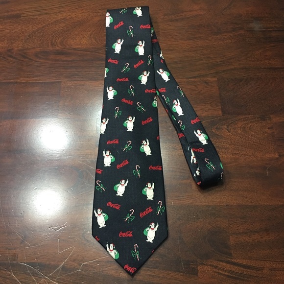 Coca Cola Polar Bear Santa Mens Necktie Tie Silk - Picture 2 of 6
